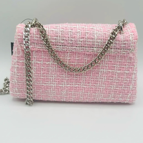 Badgley Mischka Light Pink White and Silver Tweed bag NWT! - Picture 2 of 7